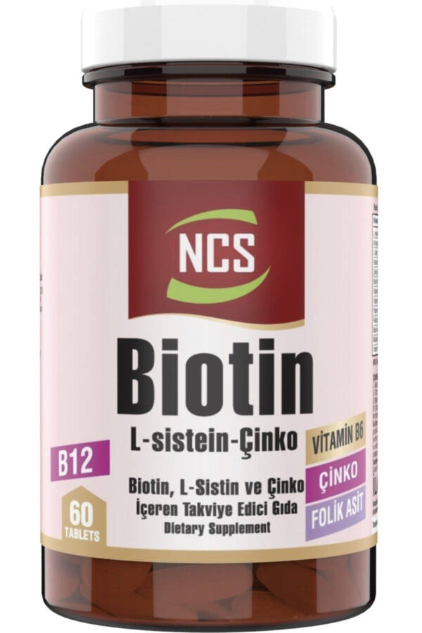 Biotin 2500 mcg 60 Tablets L-cysteine Zinc Vitamin B12 - 1