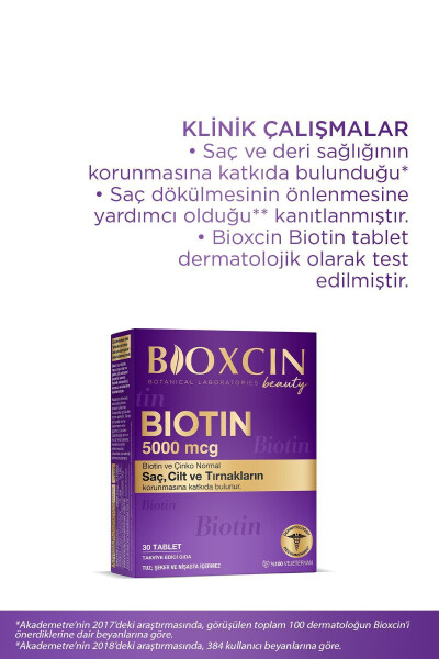 Biotin 5.000 Mcg 30 Tablet - Biotin + Çinko 15 Mg Saç Ve Tırnak Vitamini 2'li Avantaj Paket - 12