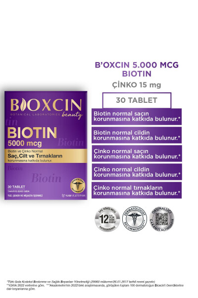 Biotin 5.000 Mcg 30 Tablet - Biotin + Çinko 15 Mg Saç Ve Tırnak Vitamini 2'li Avantaj Paket - 9