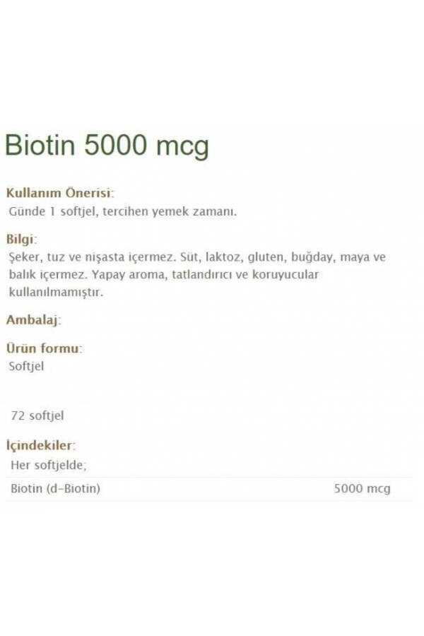 Biotin 5000 Mcg 72 Capsules - 5