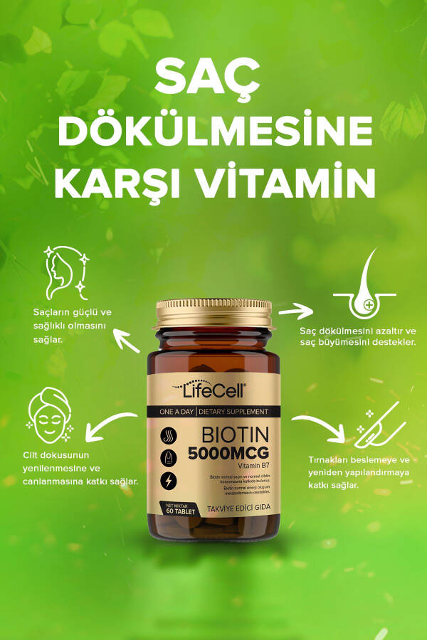 Biotin 5000 Mcg - Soch va tirnoq vitaminlari oziq-ovqat qo'shimchasi - 2