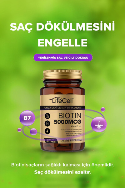 Biotin 5000 Mcg - Soch va tirnoq vitaminlari oziq-ovqat qo'shimchasi - 5