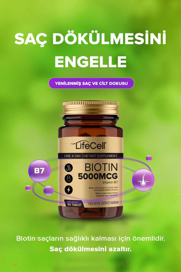 Biotin 5000 Mcg - Soch va tirnoq vitaminlari oziq-ovqat qo'shimchasi - 5