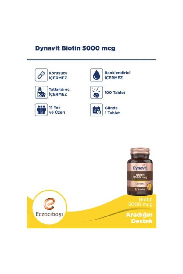 Biotin 5000mcg 100 Capsules - 7