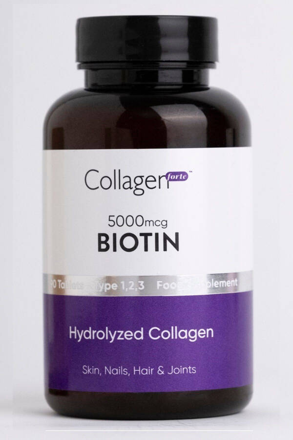 Biotin 5000mcg & Kollagen 1500mg X 90 Tablet, Soch Vitamini Mustahkamlovchi Oziq-ovqat Qo'shimchasi - 1