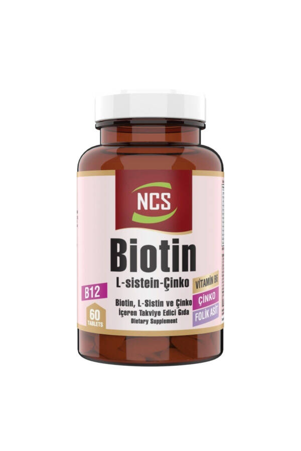 Biotin Folic Acid 60 Tablets L-cysteine Methionine 2500 Mcg Zinc Vitamin B6 Riboflavin - 1