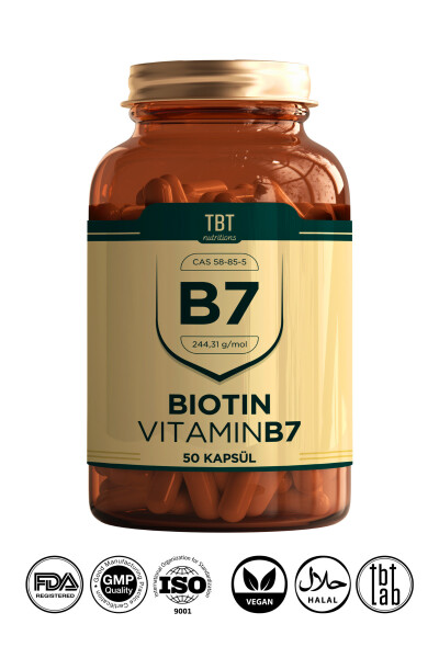 Biotin Vitamin B7 2500 Mcg 50 Kapsulli Qo'shimcha Oziq-ovqat Mahsuloti - 1