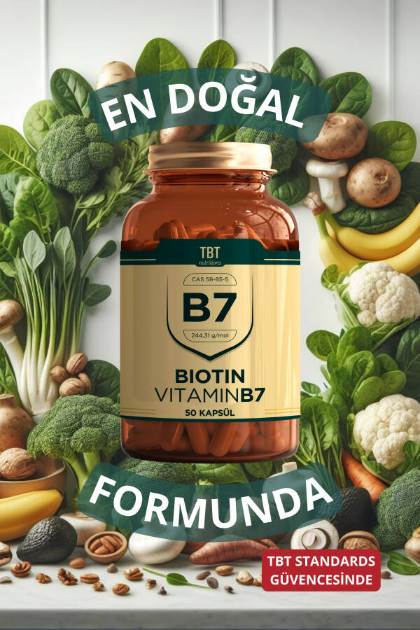 Biotin Vitamin B7 2500 Mcg 50 Kapsulli Qo'shimcha Oziq-ovqat Mahsuloti - 2