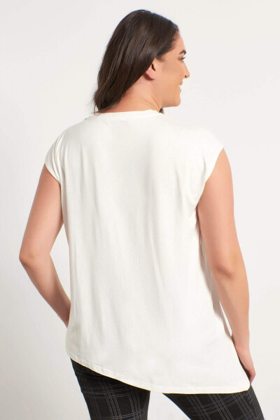 Birdseye Detail Sleeveless Cotton T-Shirt - 5