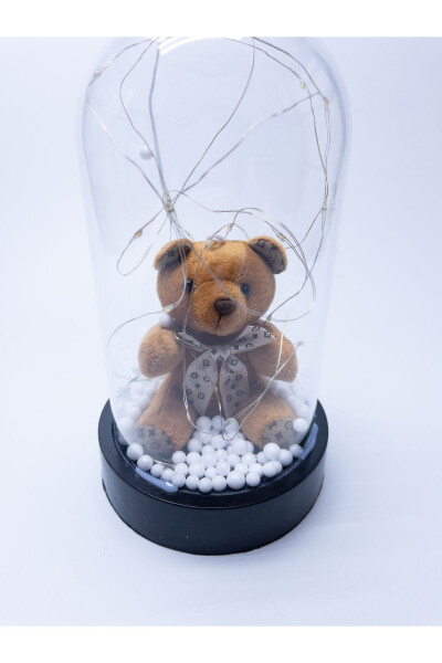 Birthday Gift Decorative Rgb Fairy Led Lighted Teddy Bear And Stainless Steel Necklace In A Glass Dome - 5