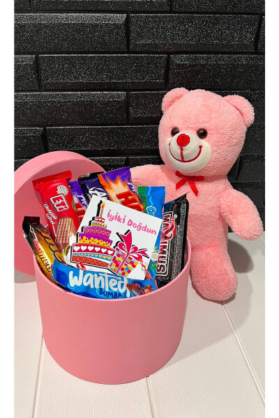 Birthday Gift for Girlfriend with Lots of Snacks and a Pink Teddy Bear - 1