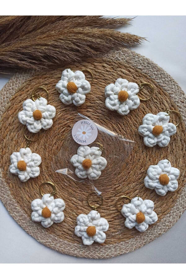 Birthday, Wedding, Henna, Engagement Woven Daisy Model Keychain 10 Pieces - 9