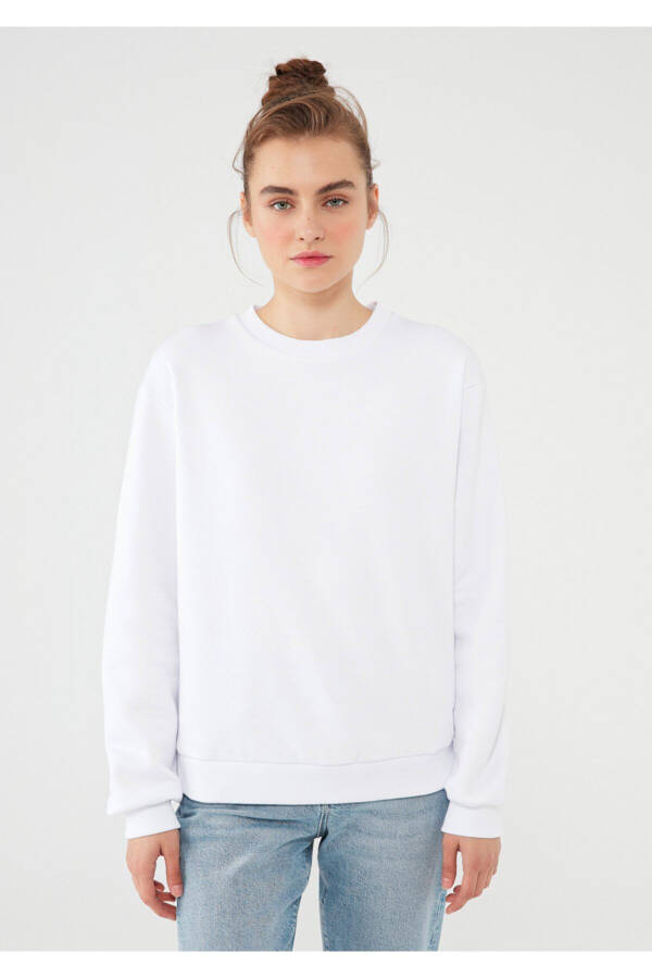 Bisiklet Yaka Beyaz Sweatshirt 8816126-620 - 3