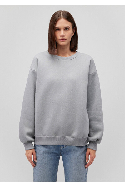 Bisiklet Yaka Gri Basic Sweatshirt 1610198-70093 - 15