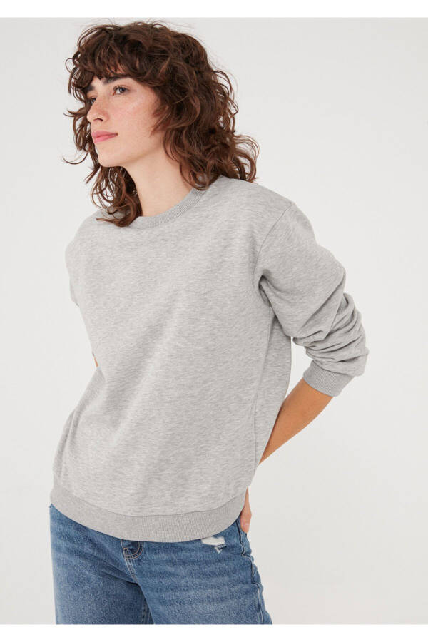 Bisiklet Yaka Gri Sweatshirt 8816126-34686 - 2