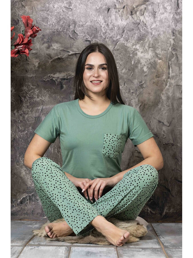 Bisiklet Yaka Kadın Pijama Takımı - 1