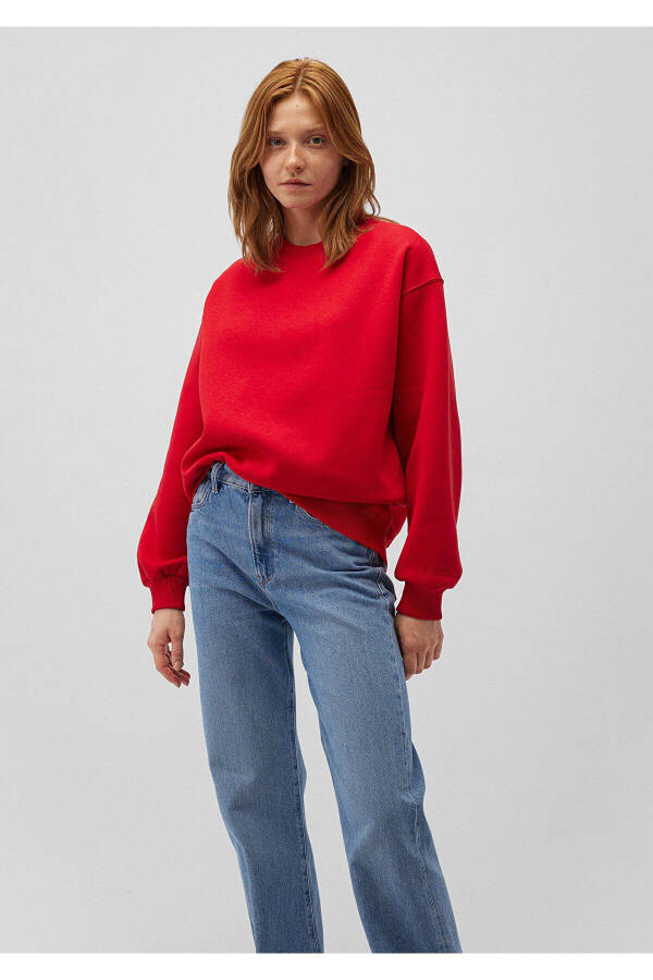 Bisiklet Yaka Kırmızı Basic Sweatshirt 1610198-80791 - 22