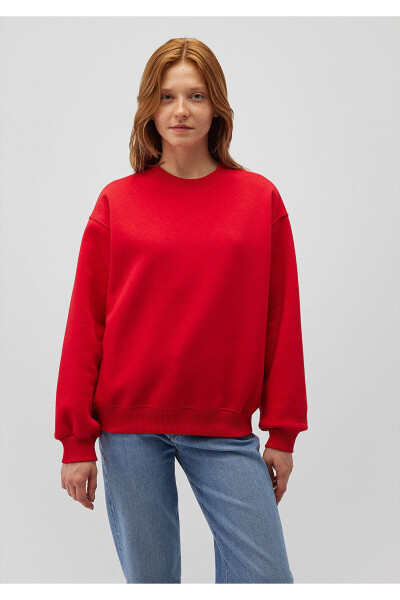 Bisiklet Yaka Kırmızı Basic Sweatshirt 1610198-80791 - 24