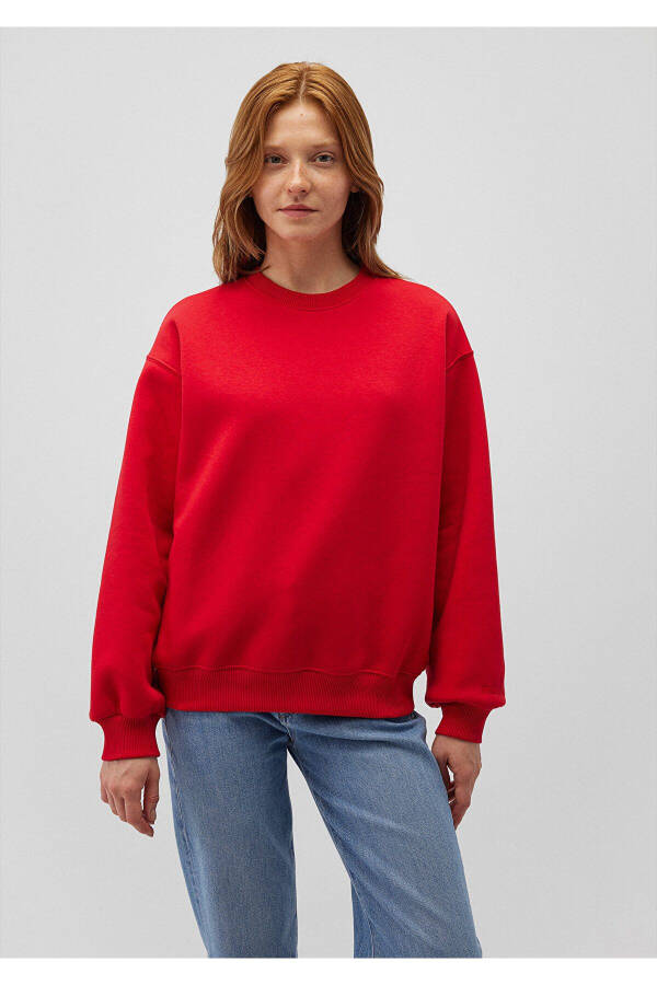 Bisiklet Yaka Kırmızı Basic Sweatshirt 1610198-80791 - 17