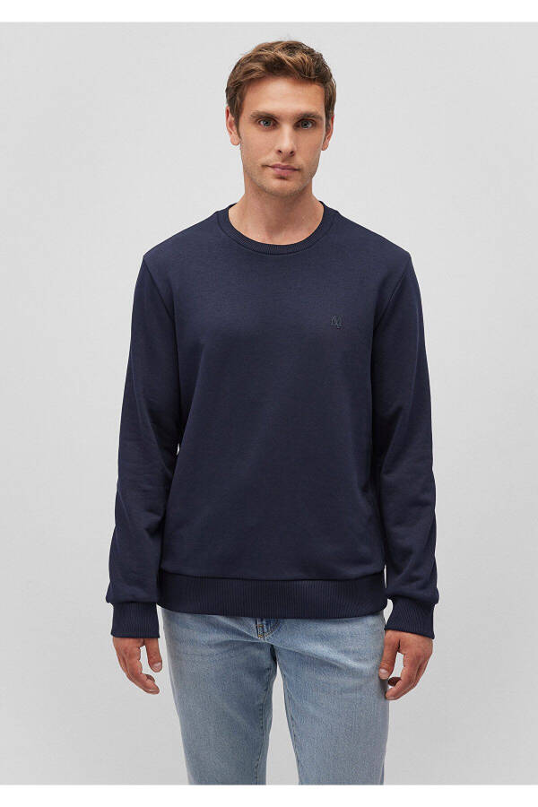 Bisiklet Yaka Lacivert Basic Sweatshirt 065751-29743 - 21