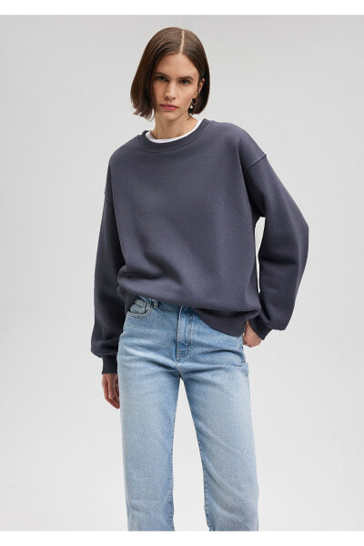 Bisiklet Yaka Lacivert Basic Sweatshirt 1610198-70726 - 9