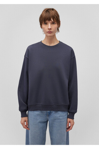 Bisiklet Yaka Lacivert Basic Sweatshirt 1610198-70726 - 4