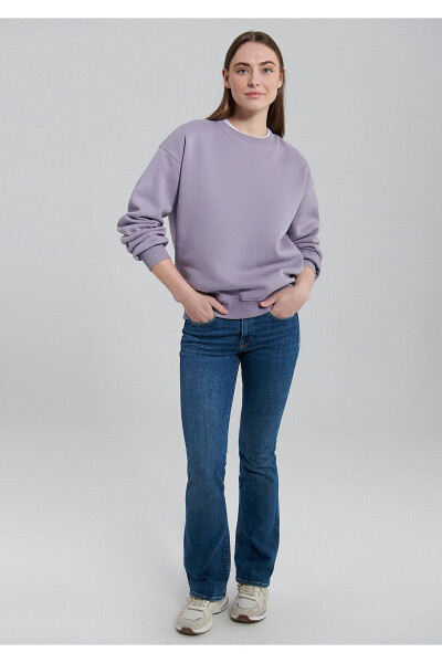 Bisiklet Yaka Lila Basic Sweatshirt 1610198-70556 - 9