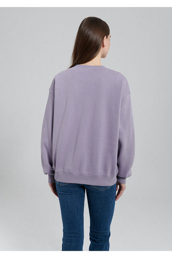 Bisiklet Yaka Lila Basic Sweatshirt 1610198-70556 - 4