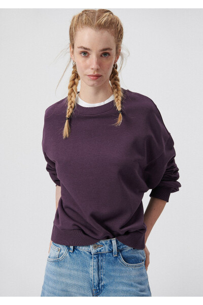 Bisiklet Yaka Mor Basic Sweatshirt 1611770-70635 - 19