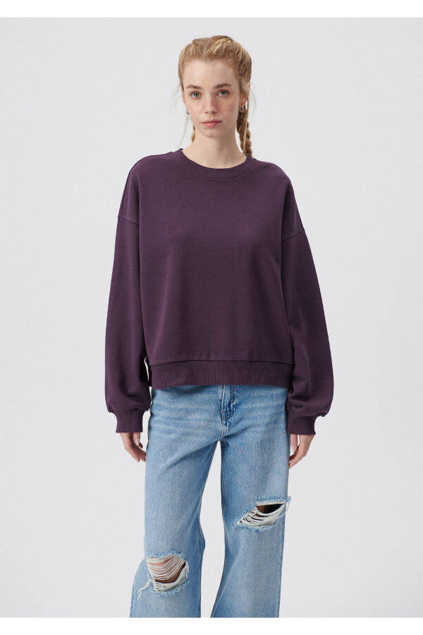 Bisiklet Yaka Mor Basic Sweatshirt 1611770-70635 - 21