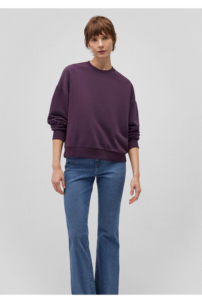 Bisiklet Yaka Mor Basic Sweatshirt 1611770-70635 - 13