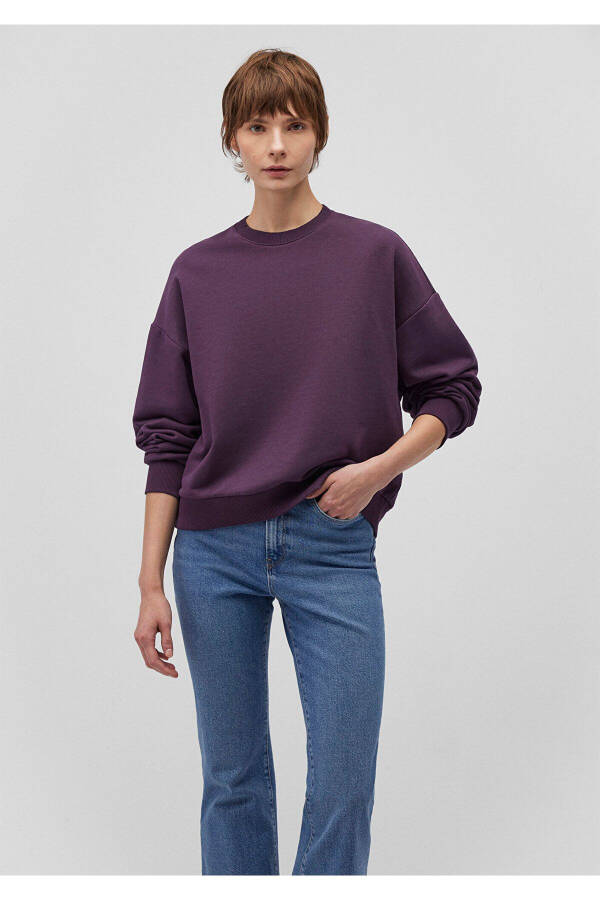 Bisiklet Yaka Mor Basic Sweatshirt 1611770-70635 - 14