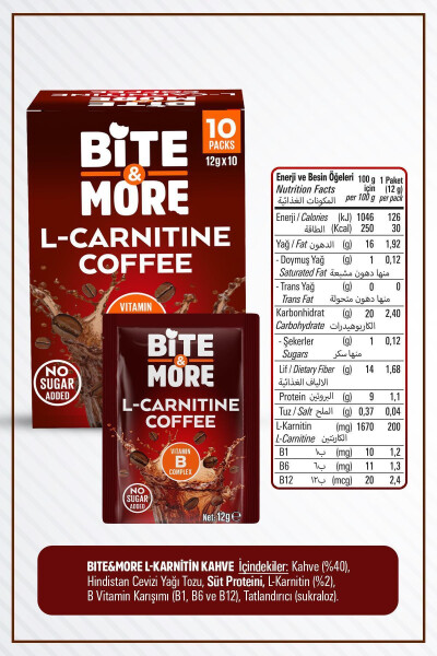 Bite & More L-carnitine Coffee 12 grams X 10 Pieces (L-CARNITINE COFFEE) - 3