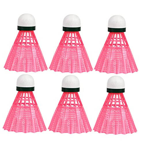 BIUDECO 6'lı Pembe Badminton Topu, Badminton İç Mekan Topu, Mantar Badminton Antrenman Topu, Badminton Ağı Havalı Badminton Topu, Naylon Badminton Çocuk Dayanıklı Seti - 1