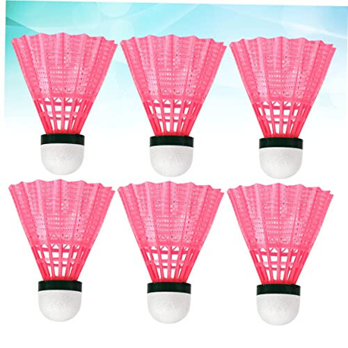 BIUDECO 6'lı Pembe Badminton Topu, Badminton İç Mekan Topu, Mantar Badminton Antrenman Topu, Badminton Ağı Havalı Badminton Topu, Naylon Badminton Çocuk Dayanıklı Seti - 4