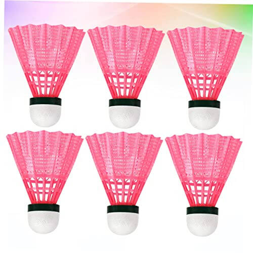 BIUDECO 6'lı Pembe Badminton Topu, Badminton İç Mekan Topu, Mantar Badminton Antrenman Topu, Badminton Ağı Havalı Badminton Topu, Naylon Badminton Çocuk Dayanıklı Seti - 5