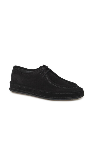 Black 100% leather lace-up casual suede shoes - 7