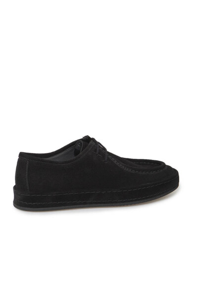 Black 100% leather lace-up casual suede shoes - 8