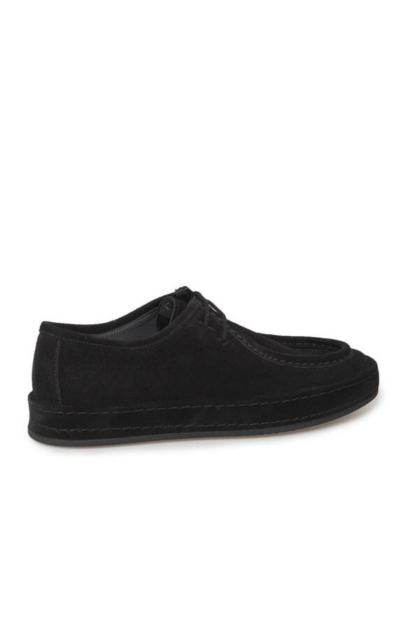 Black 100% leather lace-up casual suede shoes - 3