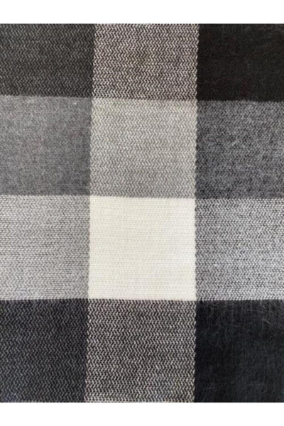 Black and White Checkered Soft Textured Scarf - 3