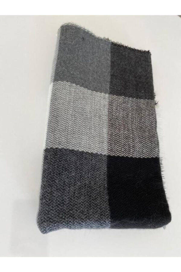 Black and White Checkered Soft Textured Scarf - 5