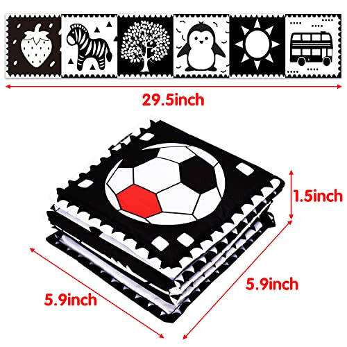 Black and White High Contrast Baby Toys 0-6 6-12 Months Soft Book for Newborn Brain Development Tummy Time Toys Infant Sensory Crinkle Toys 0-3 3-6 Month Montessori Learning Activities for Babies - 6