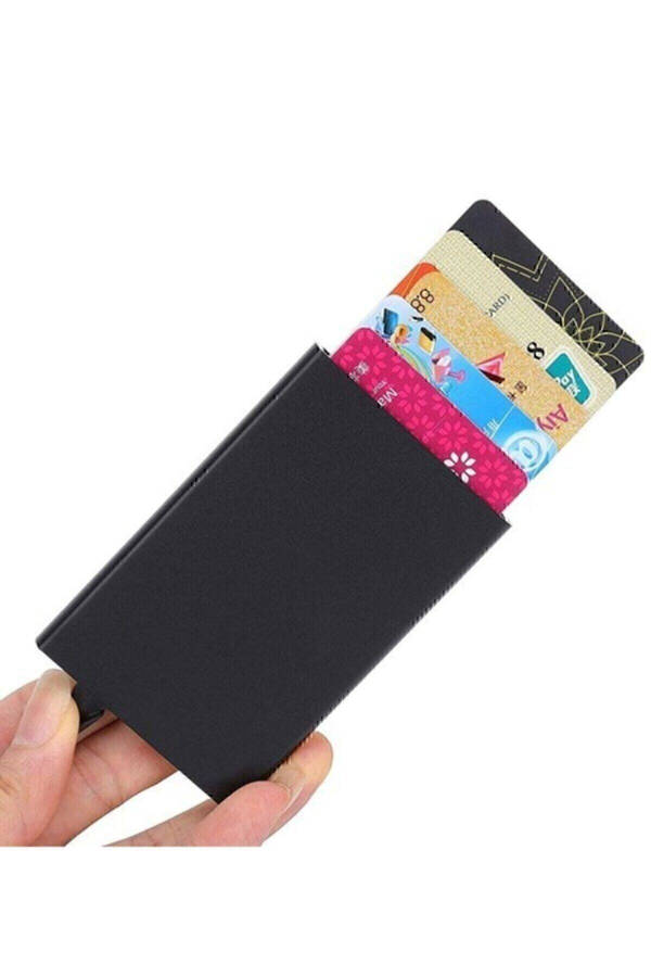 Black Automatic Mechanism Metal Credit Card Holder Business Card Case - 2