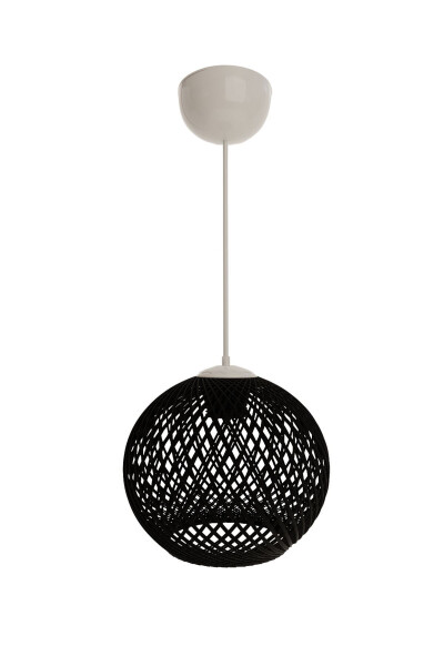 Black Ball Pendant Chandelier with White Cable - 2