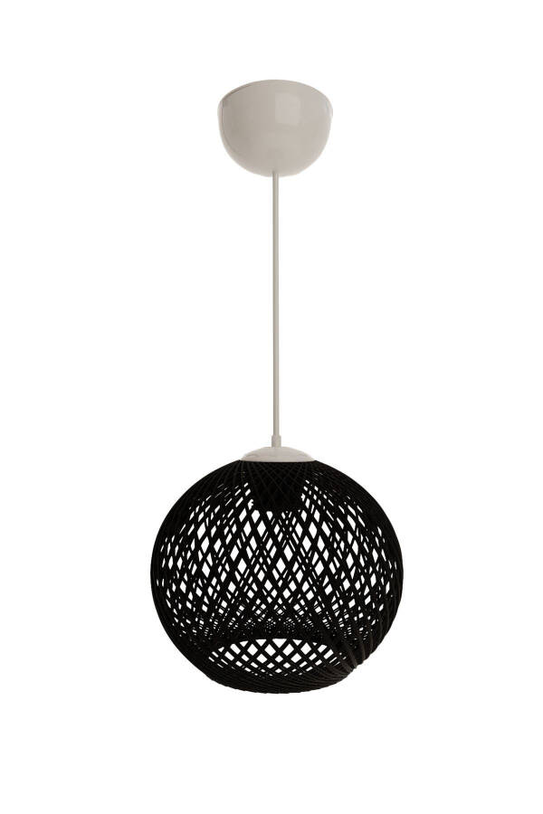 Black Ball Pendant Chandelier with White Cable - 2