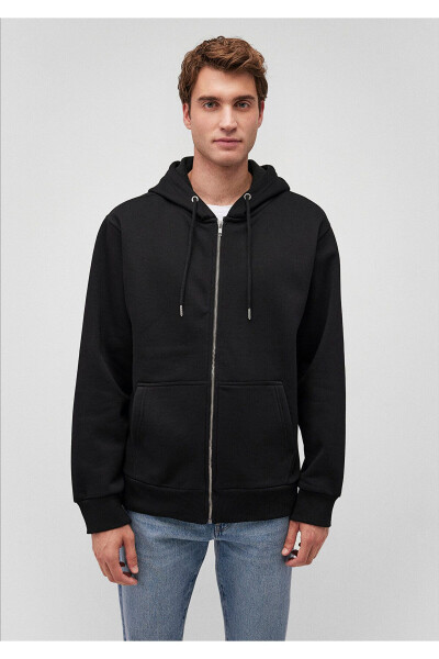 Black Basic Hoodie with Zipper 0s10277-900 - 3