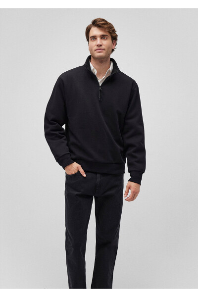 Black Basic Sweatshirt, Half Zip, 0S10278-900 - 2