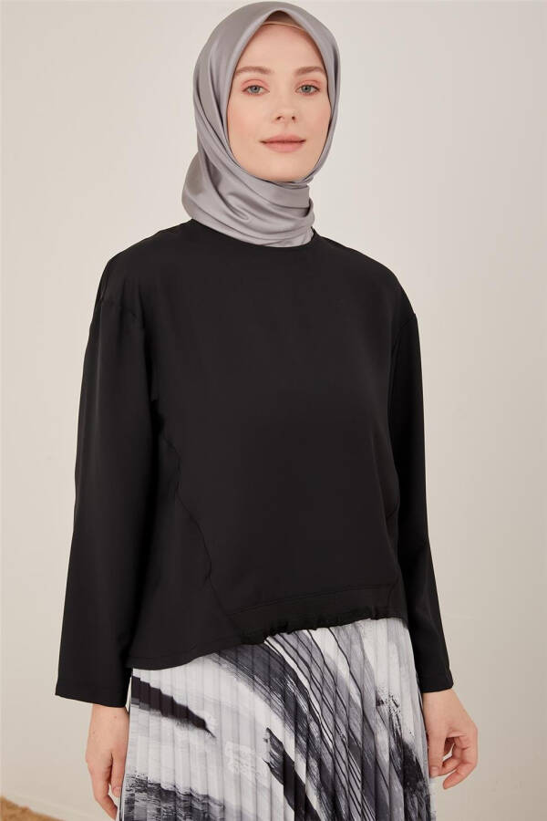 Black blouse with ribbing detail (23Y3306) - 2