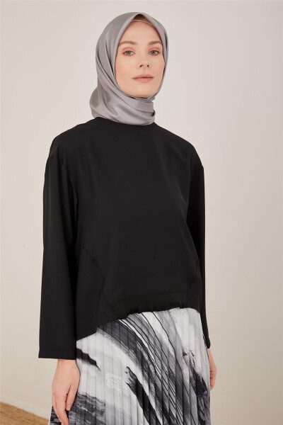 Black blouse with ribbing detail (23Y3306) - 3