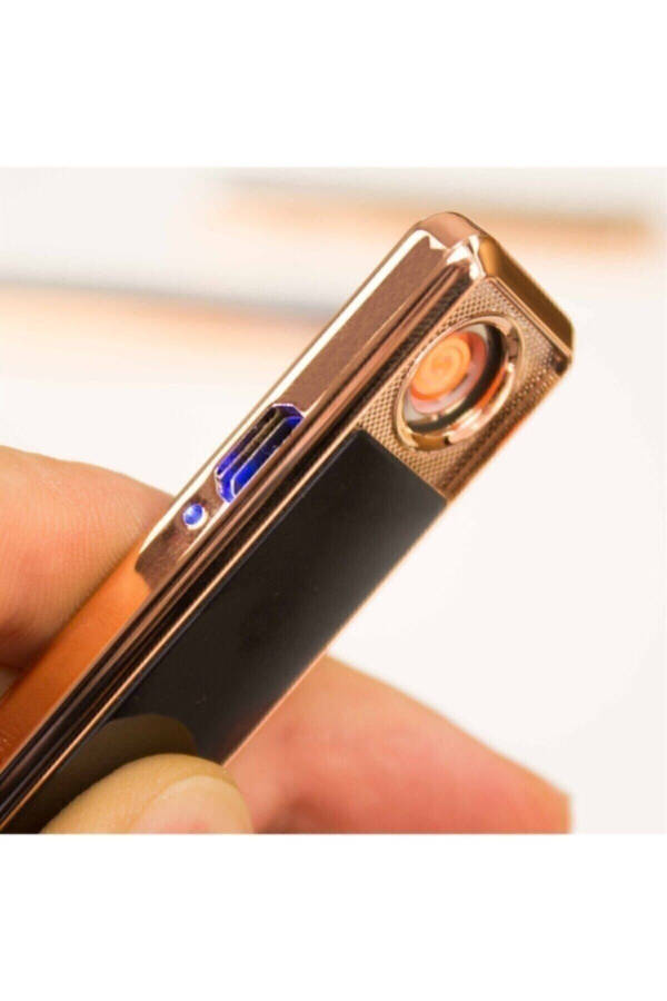 Black-blue-gold Flameless Rechargeable Usb Slider Lighter - 7